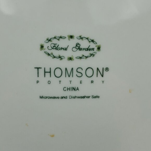 Thomson Pottery Floral Garden Geraniums Dinner Plate Purple Yellow Flower Plate - Picture 4 of 5